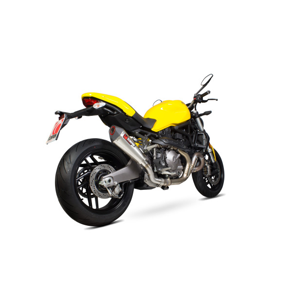 Scorpion Exhaust Ducati Monster 821 2018 - 2020 Serket Taper Slip-on. Removes Factory Catalyst. Brushed Stainless Steel Sleeve
